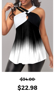 ROTITA Ombre White Cross Strap Tank Top