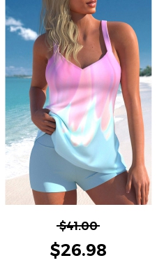ROTITA Light Blue Floral Print Tankini Top