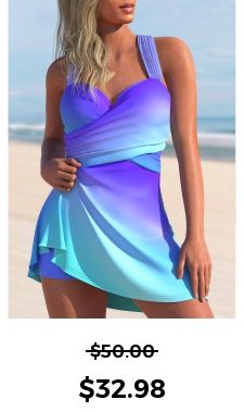 ROTITA Criss Cross Light Purple Ombre Swimdress Top