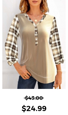 ROTITA 3/4 Sleeve Champagne Velvet Plaid Blouse
