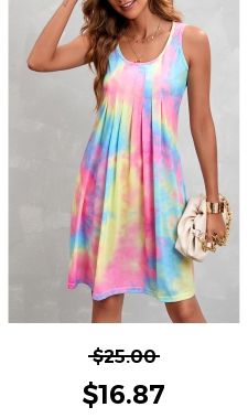 Multi Color Pleated Design Sleeveless Dress