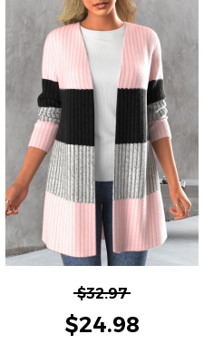 ROTITA Long Sleeve Open Front Light Pink Cardigan