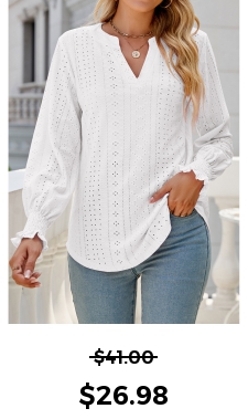 Breathable White Split Neck Long Sleeve Blouse