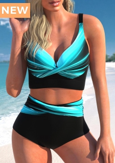 ROTITA Cyan Wide Strap Ombre Bikini Top