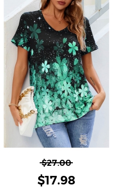 ROTITA Green Floral Print Short Sleeve T Shirt