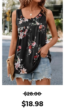 Floral Print Black Scoop Neck Tank Top