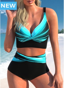 ROTITA Cyan Wide Strap Ombre Bikini Top