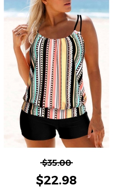 ROTITA Multi Color Double Straps Tankini Top