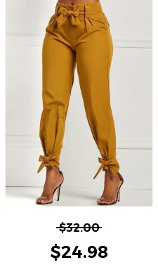 ROTITA Bowknot Ginger Elastic Waist Mid Waisted Pants