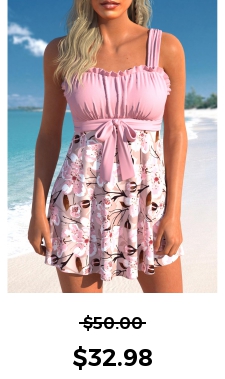 ROTITA Frill Pink Floral Print Swimdress Top