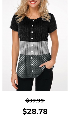 ROTITA Button Up Crinkle Chest Star Print T Shirt