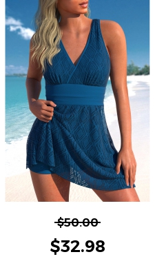 ROTITA Criss Cross Lace Peacock Blue Swimdress Top