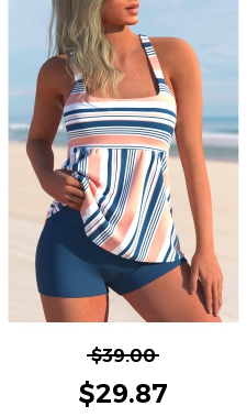 ROTITA Multi Color Striped Wide Strap Tankini Set