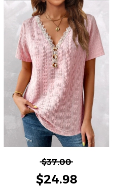 ROTITA Twisted Pink V Neck Short Sleeve T Shirt