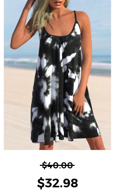 ROTITA Tie Dye Print Black Spaghetti Strap Cover Up