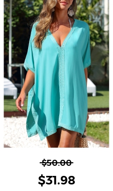 Lace Side Slit Cyan Cover Up