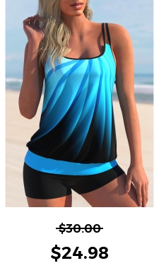 ROTITA Double Straps Ombre Blue Tankini Top