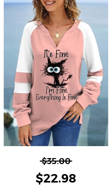 ROTITA Patchwork Letter Print Light Pink V Neck Sweatshirt