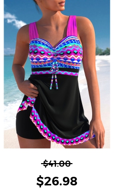 ROTITA Bowknot Neon Rose Red Swimdress Top