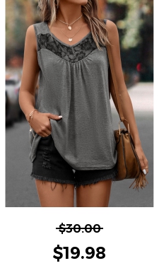 Lace Dark Grey Scoop Neck Tank Top