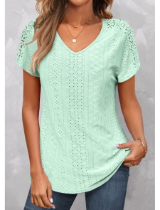 ROTITA Lace Mint Green V Neck T Shirt