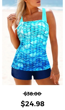 ROTITA Cyan Wide Strap Ombre Tankini Top