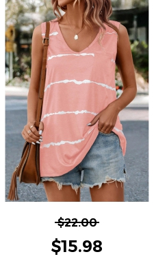 Pocket Striped Light Pink V Neck Tank Top