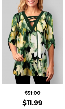 ROTITA Multi Color Patricks Day Lace Up Blouse