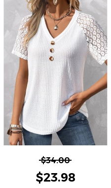 ROTITA Patchwork White V Neck Short Sleeve T Shirt