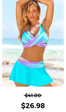 Ombre High Waisted Cyan Bikini Set