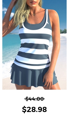 ROTITA Fake 2in1 Dark Grey Striped Tankini Top