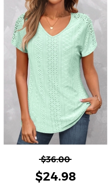 ROTITA Lace Mint Green V Neck T Shirt