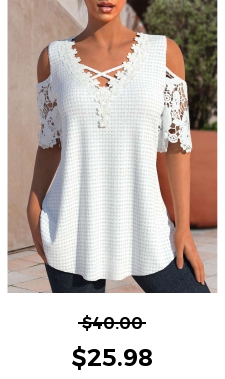 ROTITA Patchwork White V Neck Half Sleeve T Shirt