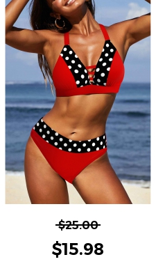 ROTITA Criss Cross Red Polka Dot Bikini Top