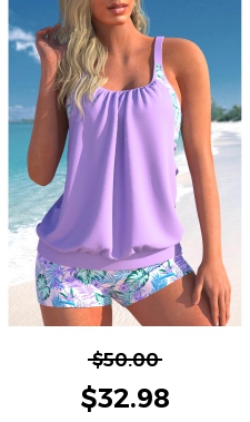 ROTITA Fold Light Purple Cutout Tankini Set