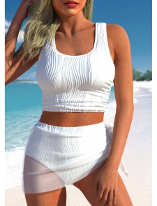 ROTITA Lace Wide Strap White Bikini Top