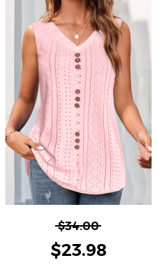 ROTITA Button Pink V Neck Tank Top