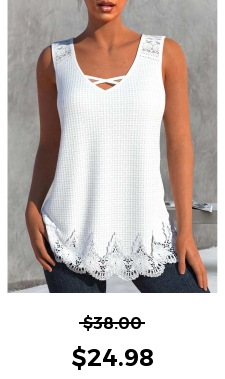ROTITA Lace White V Neck Tank Top