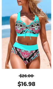 ROTITA Criss Cross Multi Color Tribal Print Bikini Top