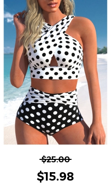 ROTITA Criss Cross White Polka Dot Bikini Top