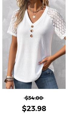 ROTITA Patchwork White V Neck Short Sleeve T Shirt