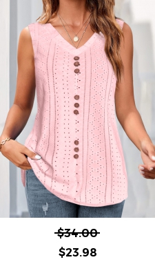ROTITA Button Pink V Neck Tank Top