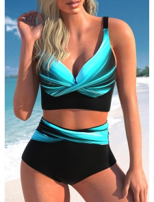 ROTITA Cyan Wide Strap Ombre Bikini Top
