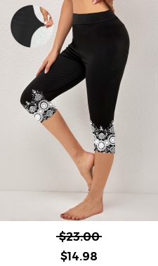 ROTITA Tribal Print Black High Waisted Elastic Waist Leggings