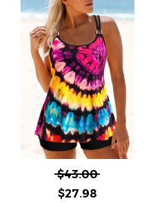 ROTITA Metal Ring Multi Color Tankini Top