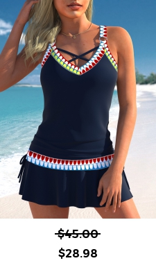 ROTITA Circular Ring Navy African Tribal Print Tankini Top