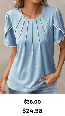 Patchwork Light Blue Round Neck T Shirt
