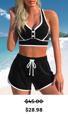 ROTITA Quick Drying Criss Cross Black High Waisted Bikini Set