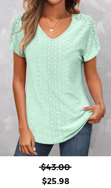 ROTITA Lace Mint Green V Neck T Shirt