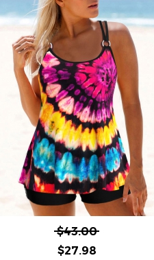ROTITA Metal Ring Multi Color Tankini Top
